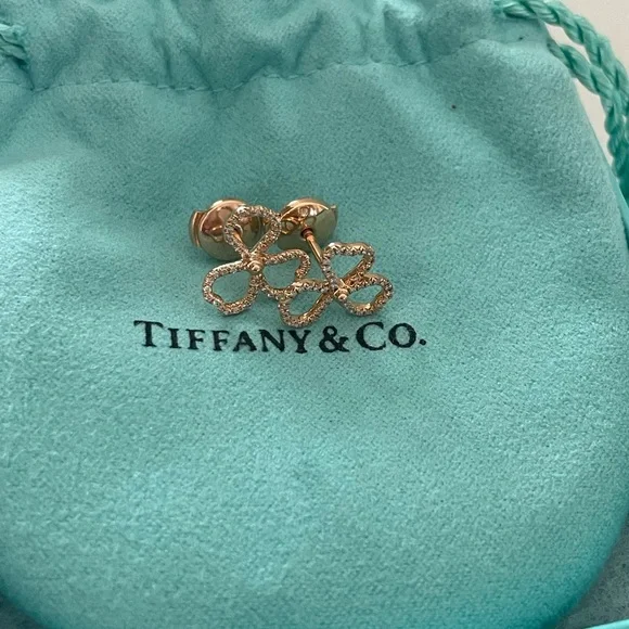 Tiffany & Co 18K rose gold and diamond paper flower earrings - Picture 9 of 15